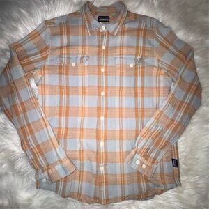 Patagonia Men's Plaid Button-Down Long‎ Sleeve Textured Organic Cotton Shirt S